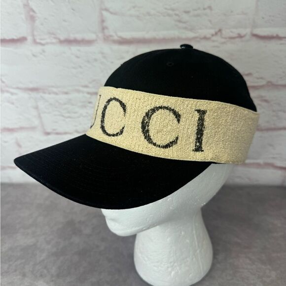 Gucci Terry Band Logo Print Baseball Cap Hat Large - Picture 5 of 13